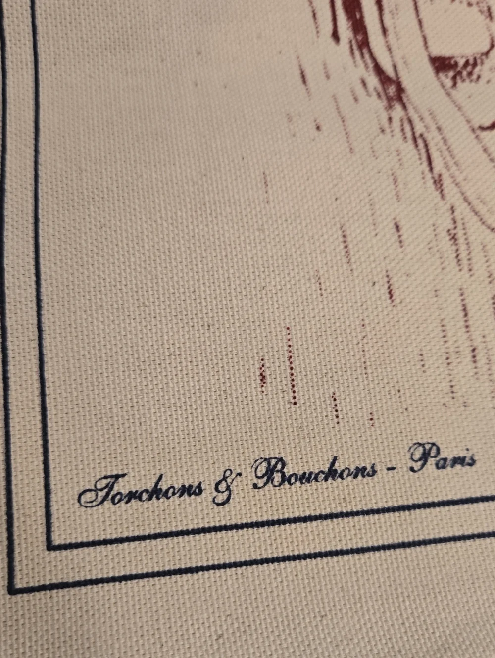 Paris Scenic Wash Cloth - Beige with Maroon Print. Made in FRANCE.